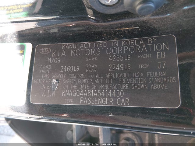 Продажа на аукционе авто 2010 Kia Optima Lx, vin: KNAGG4A81A5414430, номер лота: 46129772
