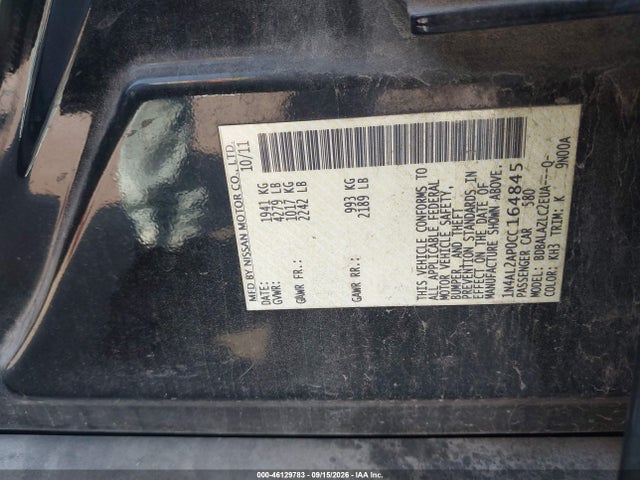 2012 Nissan Altima 2.5 მანქანა იყიდება აუქციონზე, vin: 1N4AL2AP0CC164845, აუქციონის ნომერი: 46129783
