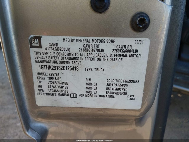 46129827 :رقم المزاد ، 1GTHK29182E125418 vin ، 2002 Gmc Sierra 2500hd Sle مزاد بيع