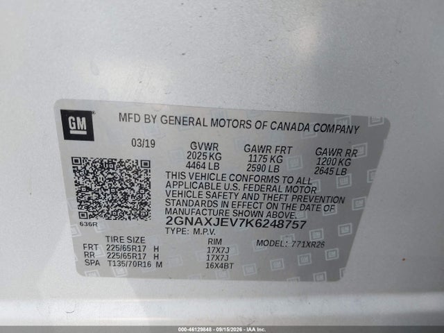 Chevrolet EQUINOX LT 2019 2GNAXJEV7K6248757 Image 9