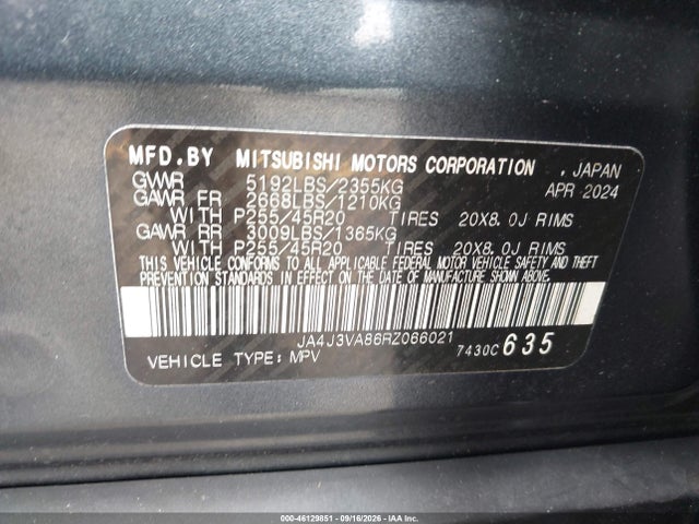 Aukcja sprzedaży 2024 Mitsubishi Outlander Se 2.5 2wd/se Black Edition S-awc/se Black Edition W/pano Roof S-awc, vin: JA4J3VA86RZ066021, numer aukcji: 46129851