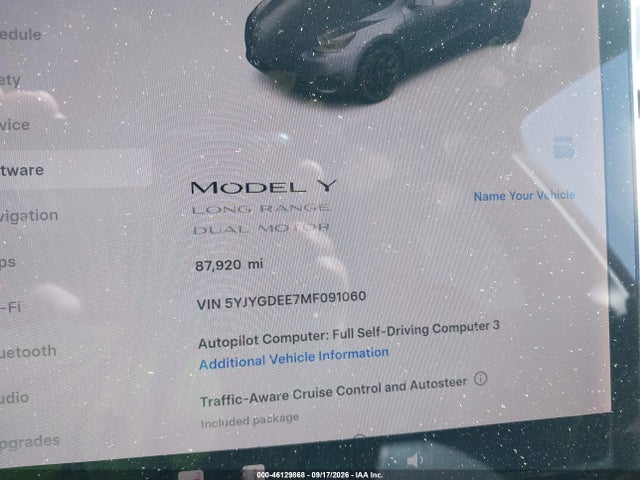 Продаж на аукціоні авто 2021 Tesla Model Y Long Range Dual Motor All-wheel Drive, vin: 5YJYGDEE7MF091060, номер лоту: 46129868