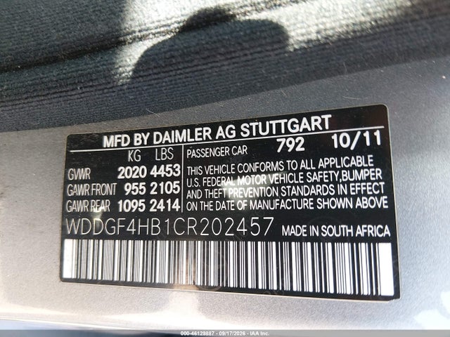 Продажа на аукционе авто 2012 Mercedes-benz C 250 Sport, vin: WDDGF4HB1CR202457, номер лота: 46129887
