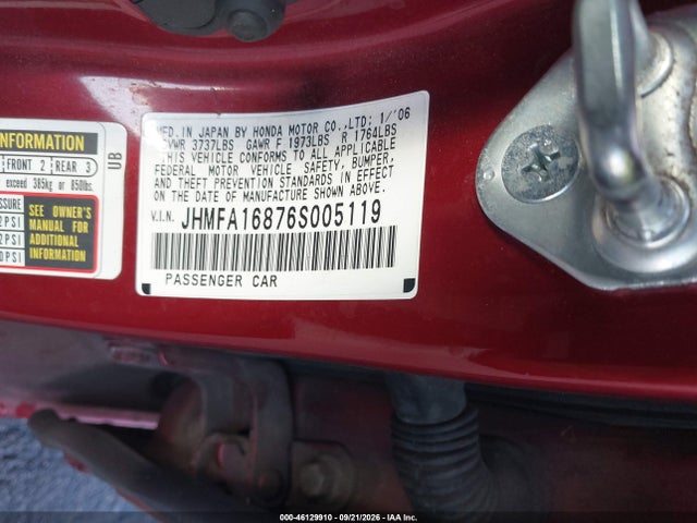 Продаж на аукціоні авто 2006 Honda Civic Ex, vin: JHMFA16876S005119, номер лоту: 46129910