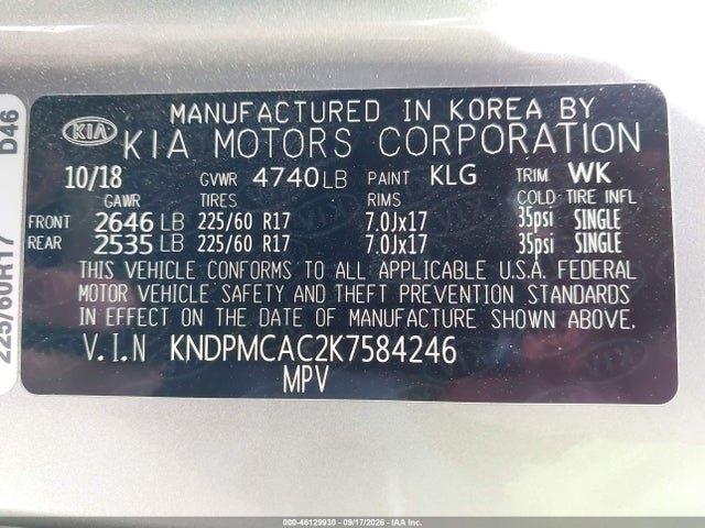 KIA Sportage Lx 2019 KNDPMCAC2K7584246 Image 9