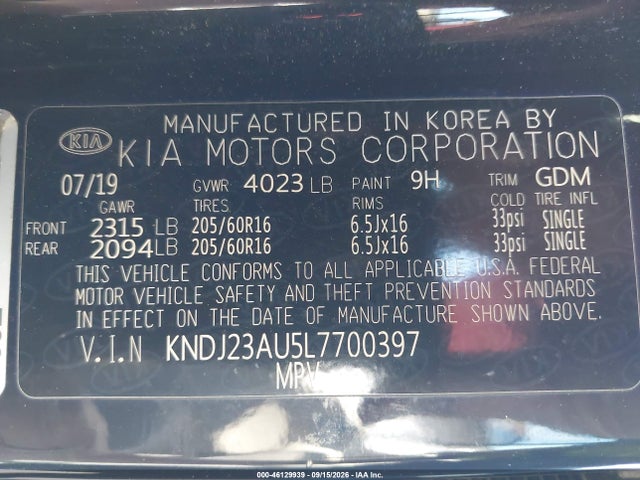 KIA SOUL LX 2020 KNDJ23AU5L7700397 Image 9
