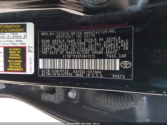 4T1BF1FK2FU941212 Toyota CAMRY SE