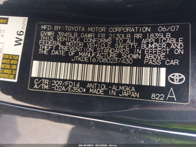 Aukcja sprzedaży 2008 Scion Tc, vin: JTKDE167080237430, numer aukcji: 46129973