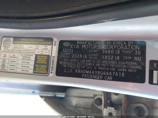 KIA RIO LX 2016 KNADM4A38G6667618 Image 9