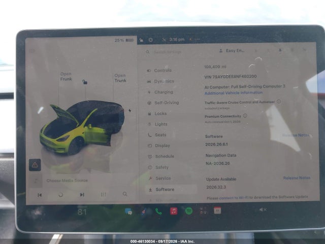 46130034 :رقم المزاد ، 7SAYGDEE8NF480200 vin ، 2022 Tesla Model Y Long Range Dual Motor All-wheel Drive مزاد بيع