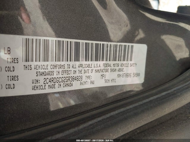 Продаж на аукціоні авто 2016 Dodge Grand Caravan Sxt, vin: 2C4RDGCG2GR384828, номер лоту: 46130057
