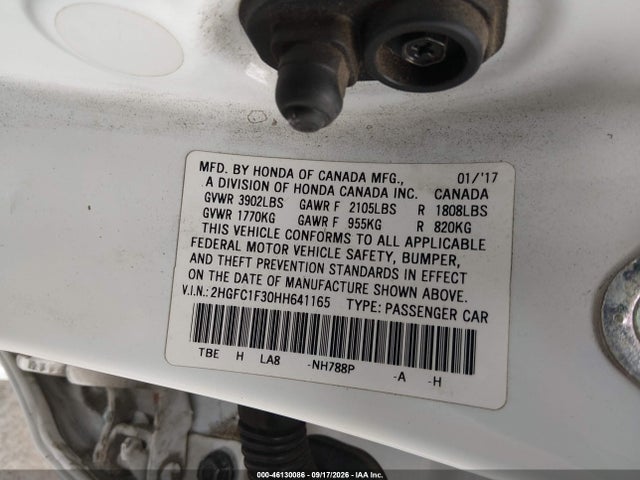 Продаж на аукціоні авто 2017 Honda Civic Ex-t, vin: 2HGFC1F30HH641165, номер лоту: 46130086
