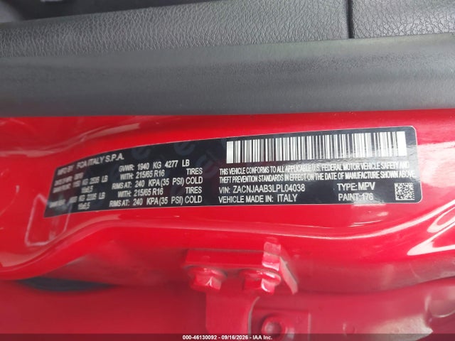 Продажа на аукционе авто 2020 Jeep Renegade Sport Fwd, vin: ZACNJAAB3LPL04038, номер лота: 46130092