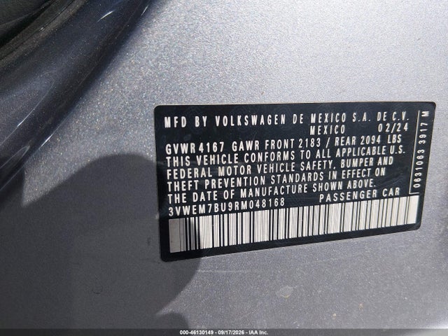 Aukcja sprzedaży 2024 Volkswagen Jetta 1.5t Se, vin: 3VWEM7BU9RM048168, numer aukcji: 46130149