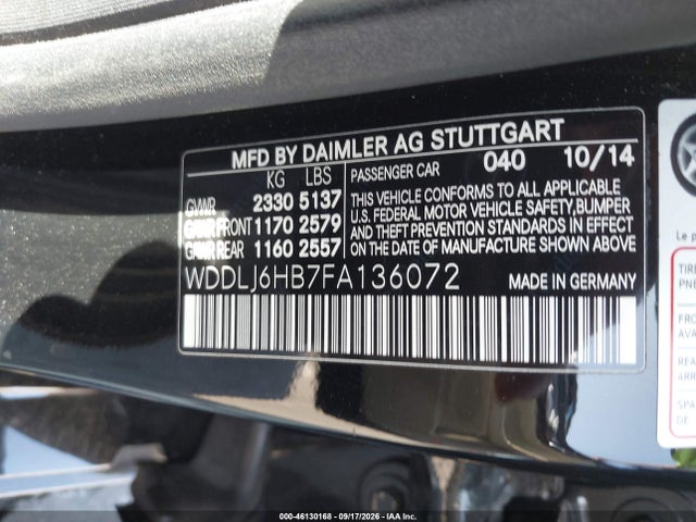 WDDLJ6HB7FA136072 Mercedes-Benz Cls 400 4matic