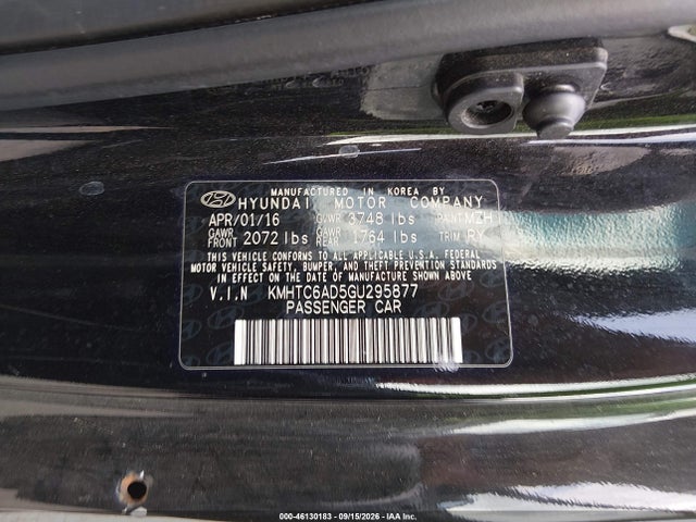 46130183 :رقم المزاد ، KMHTC6AD5GU295877 vin ، 2016 Hyundai Veloster مزاد بيع