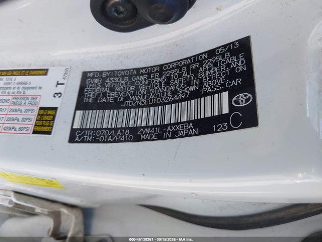 Продажа на аукционе авто 2013 Toyota Prius V Five, vin: JTDZN3EU1D3264497, номер лота: 46130261