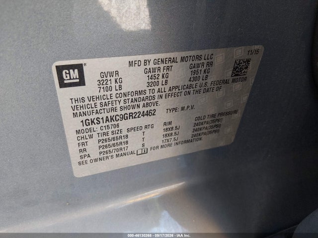GMC YUKON SLE 2016 1GKS1AKC9GR224462 Image 9