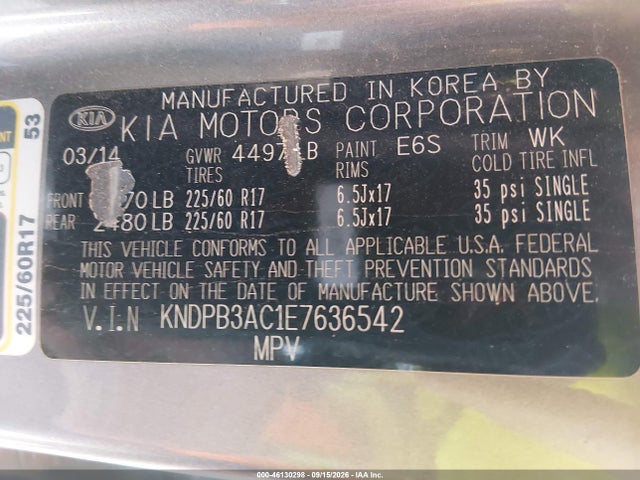 KIA Sportage Lx 2014 KNDPB3AC1E7636542 Image 9