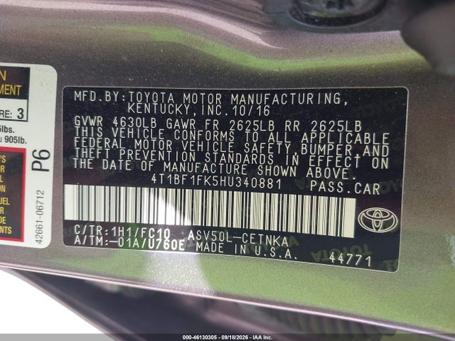 Toyota CAMRY LE 2017 4T1BF1FK5HU340881 Image 9