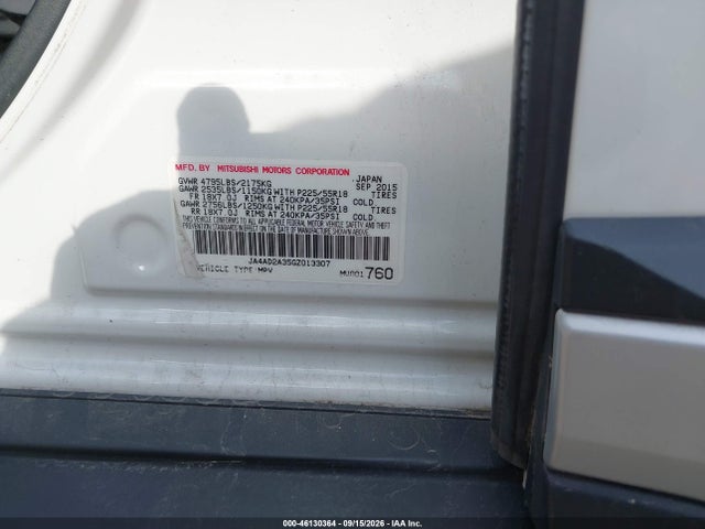 2016 Mitsubishi Outlander Es მანქანა იყიდება აუქციონზე, vin: JA4AD2A35GZ013307, აუქციონის ნომერი: 46130364