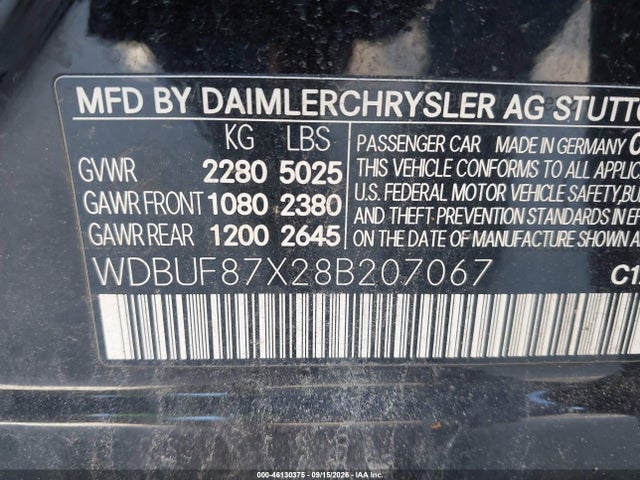 2008 Mercedes-benz E 350 4matic მანქანა იყიდება აუქციონზე, vin: WDBUF87X28B207067, აუქციონის ნომერი: 46130375