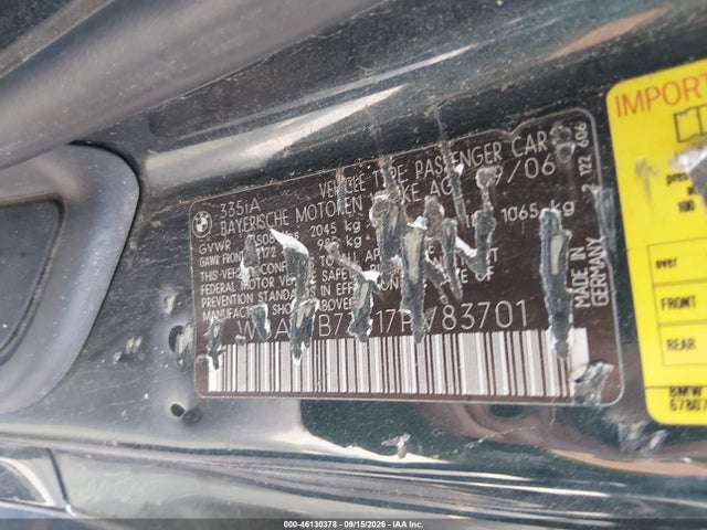 46130378 :رقم المزاد ، WBAWB73517PV83701 vin ، 2007 Bmw 335i مزاد بيع
