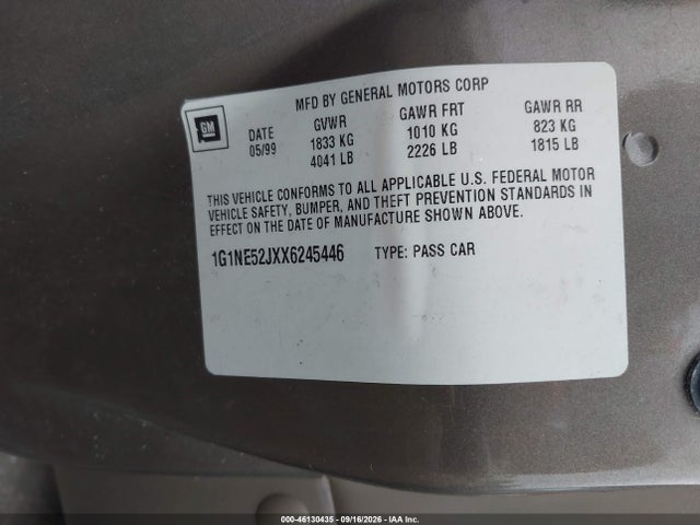 46130435 :رقم المزاد ، 1G1NE52JXX6245446 vin ، 1999 Chevrolet Malibu Ls مزاد بيع