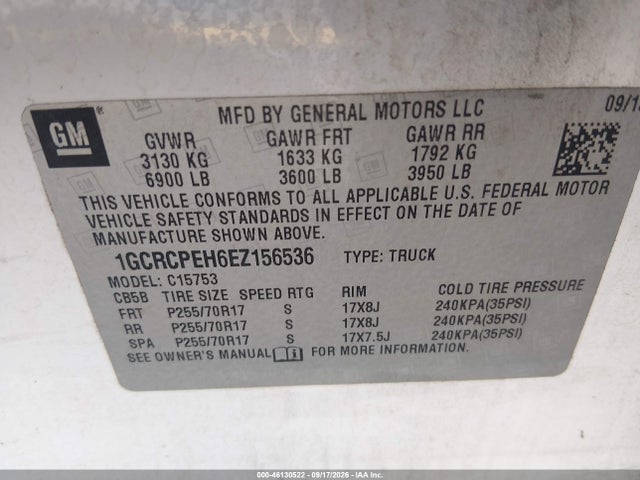 46130522 :رقم المزاد ، 1GCRCPEH6EZ156536 vin ، 2014 Chevrolet Silverado 1500 Work Truck 1wt مزاد بيع
