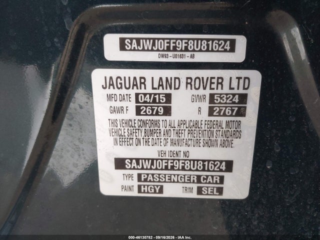 Продажа на аукционе авто 2015 Jaguar Xf 3.0 Portfolio/3.0 Sport, vin: SAJWJ0FF9F8U81624, номер лота: 46130782