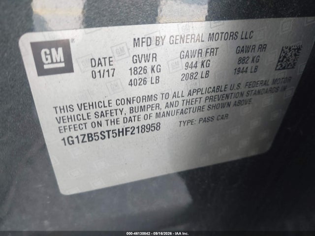 Продаж на аукціоні авто 2017 Chevrolet Malibu Ls, vin: 1G1ZB5ST5HF218958, номер лоту: 46130842