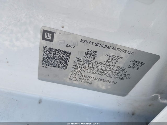 Продажа на аукционе авто 2017 Chevrolet Sonic Lt Auto, vin: 1G1JG6SH1H4160570, номер лота: 46130886