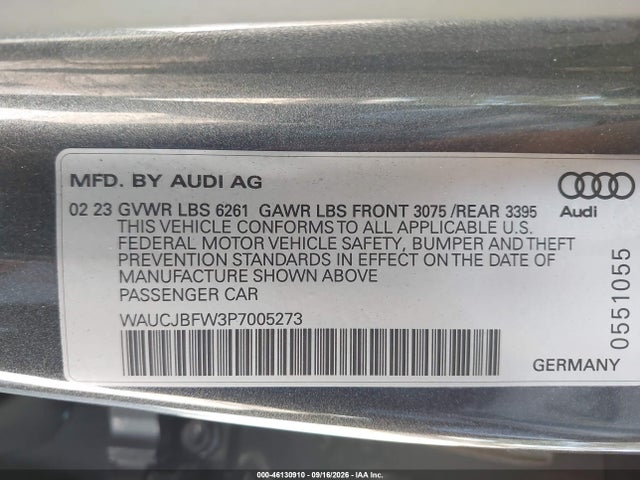 Продажа на аукционе авто 2023 Audi E-tron Gt Premium Plus Quattro, vin: WAUCJBFW3P7005273, номер лота: 46130910