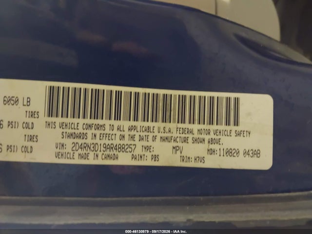 2010 Dodge Grand Caravan Hero მანქანა იყიდება აუქციონზე, vin: 2D4RN3D19AR488257, აუქციონის ნომერი: 46130979
