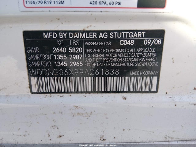 Продажа на аукционе авто 2009 Mercedes-benz S 550 4matic, vin: WDDNG86X99A261838, номер лота: 46131017