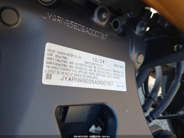 46131020 :رقم المزاد ، JYARN95E0SA000767 vin ، 2025 Yamaha Mt09 Sp مزاد بيع