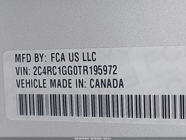 Продажа на аукционе авто 2026 Chrysler Pacifica Limited, vin: 2C4RC1GG0TR195972, номер лота: 46131076