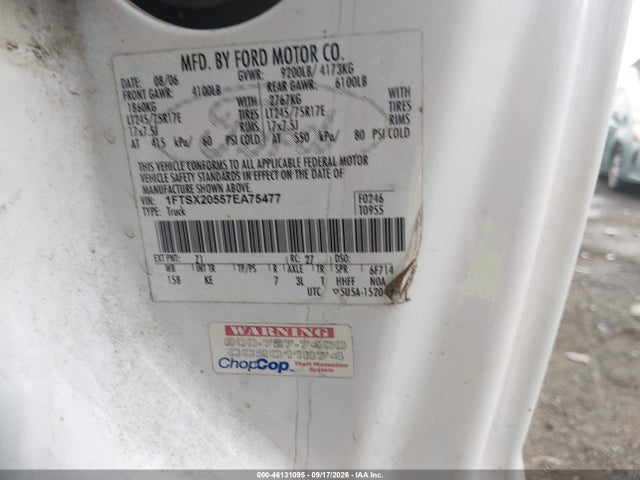 46131095 :رقم المزاد ، 1FTSX20557EA75477 vin ، 2007 Ford F-250 Lariat/xl/xlt مزاد بيع