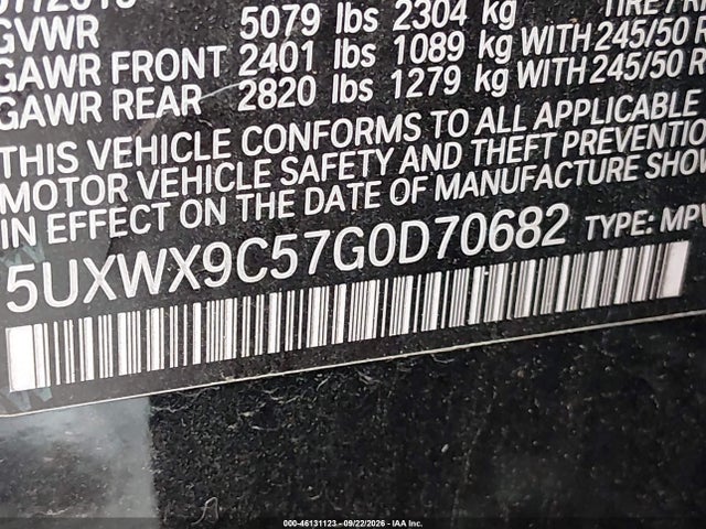 46131123 :رقم المزاد ، 5UXWX9C57G0D70682 vin ، 2016 Bmw X3 Xdrive28i مزاد بيع