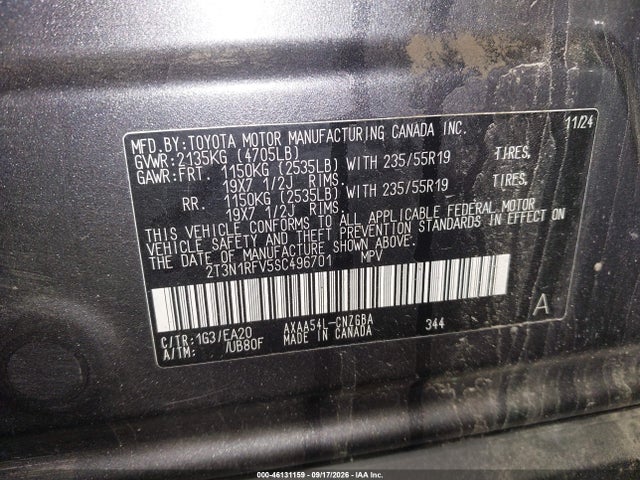 Продажа на аукционе авто 2025 Toyota Rav4 Limited, vin: 2T3N1RFV5SC496701, номер лота: 46131159