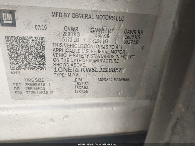 Продажа на аукционе авто 2020 Chevrolet Traverse Fwd Ls, vin: 1GNERFKW5LJ118857, номер лота: 46131206