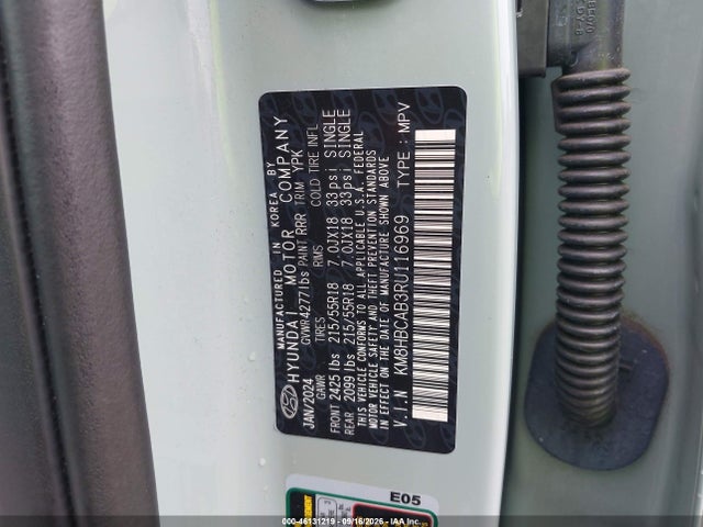 46131219 :رقم المزاد ، KM8HBCAB3RU116969 vin ، 2024 Hyundai Kona Sel مزاد بيع