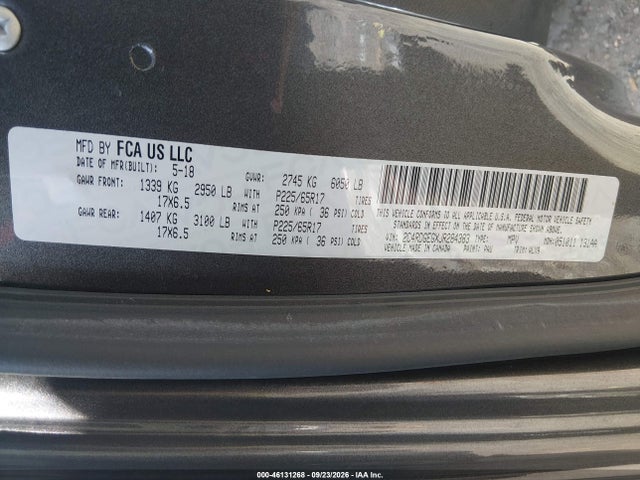 46131268 :رقم المزاد ، 2C4RDGEGXJR284383 vin ، 2018 Dodge Grand Caravan Gt مزاد بيع