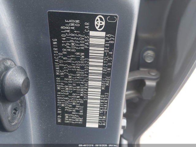 Продажа на аукционе авто 2020 Toyota Corolla Le, vin: 5YFEPRAE7LP110523, номер лота: 46131316