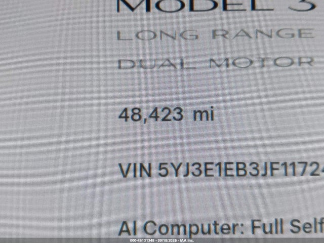 5YJ3E1EB3JF117248 Tesla Model 3 Long Range/performance