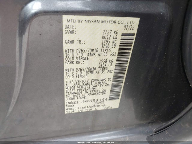 Nissan Frontier S 4x2 2022 1N6ED1EJ9NN653354 Image 9