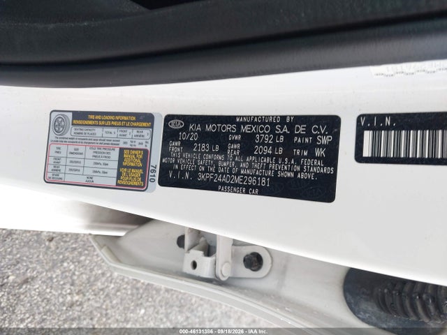 Продаж на аукціоні авто 2021 Kia Forte Lxs, vin: 3KPF24AD2ME296181, номер лоту: 46131386