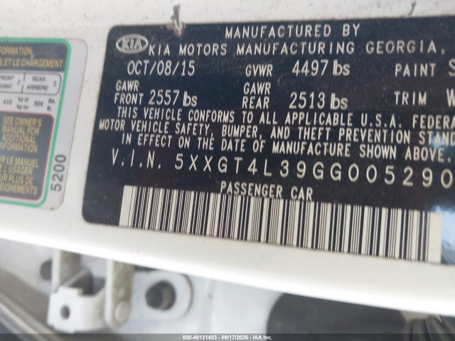 KIA Optima Lx 2016 5XXGT4L39GG005290 Image 9