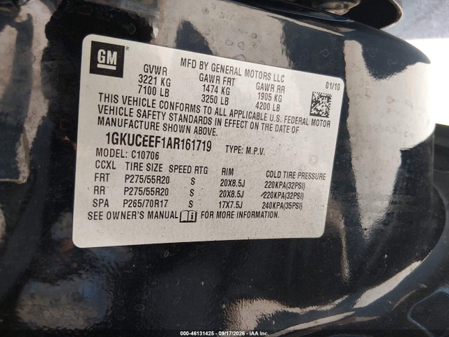 Продажа на аукционе авто 2010 Gmc Yukon Denali, vin: 1GKUCEEF1AR161719, номер лота: 46131425