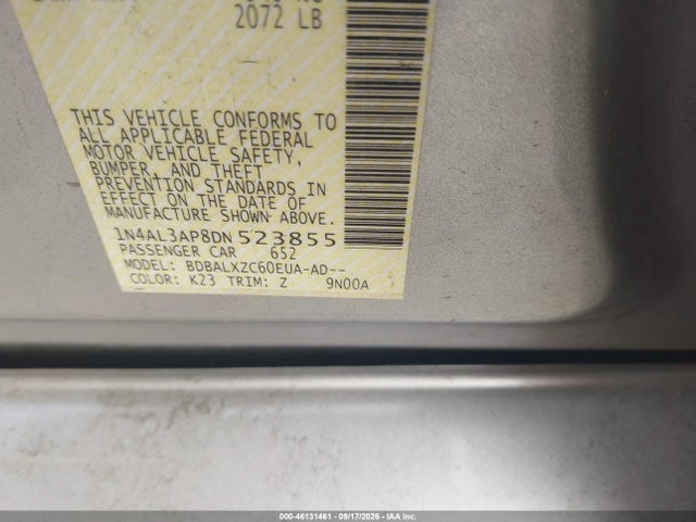 Продаж на аукціоні авто 2013 Nissan Altima 2.5 Sl, vin: 1N4AL3AP8DN523855, номер лоту: 46131461